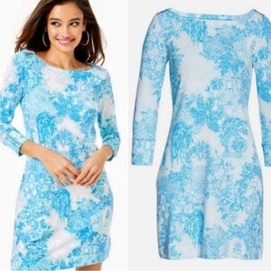 Lilly Pulitzer Sophie Shift Dress Toile Me About It UPF 50+ Blue White Sz XXS